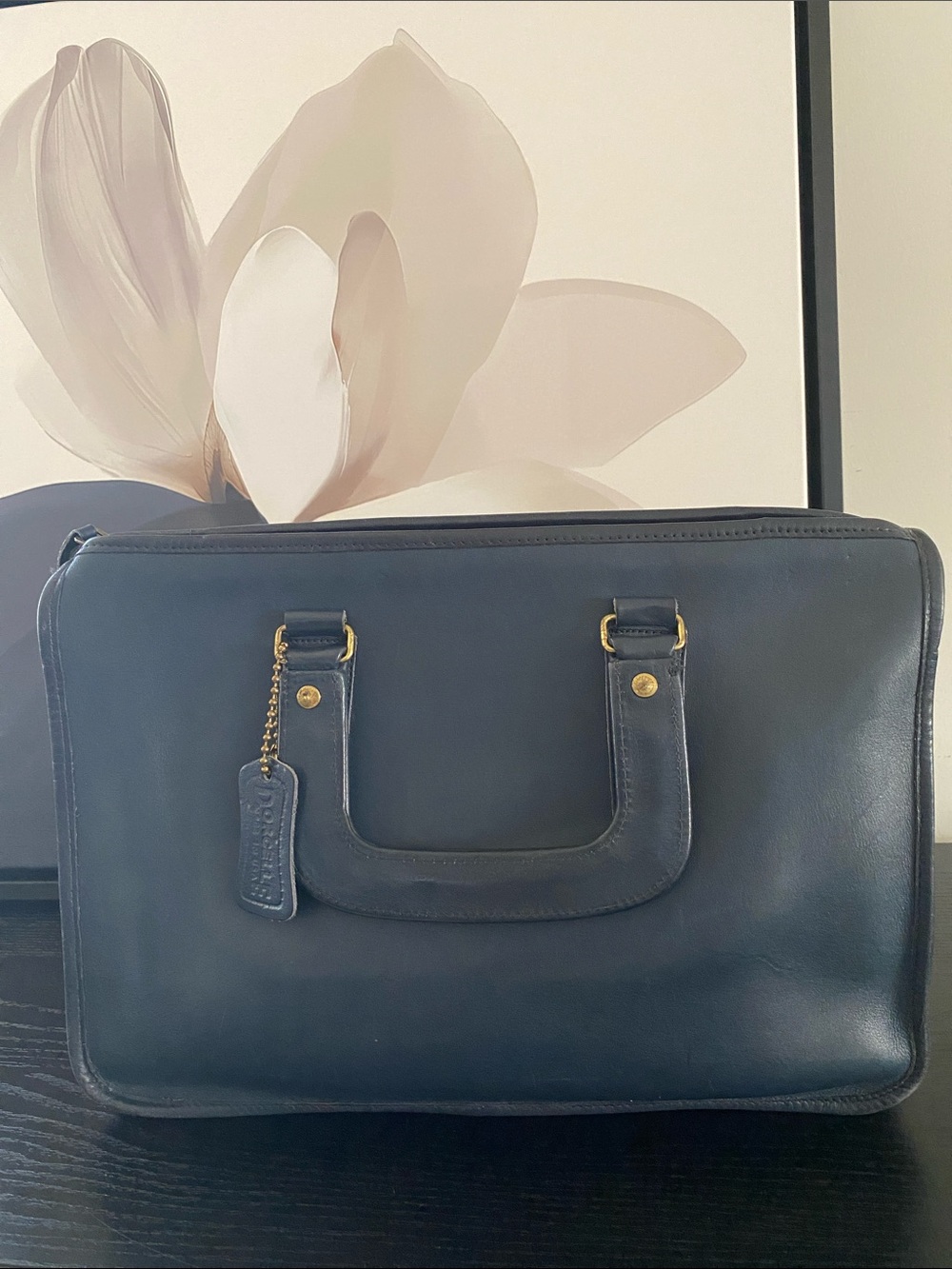 Rare Dorcelle Vintage 70’s Navy Blue Leather Document Case Made in USA